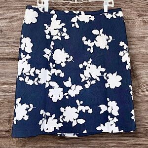 Talbots 16WP Cotton Floral Pencil Skirt Navy / White – NWT